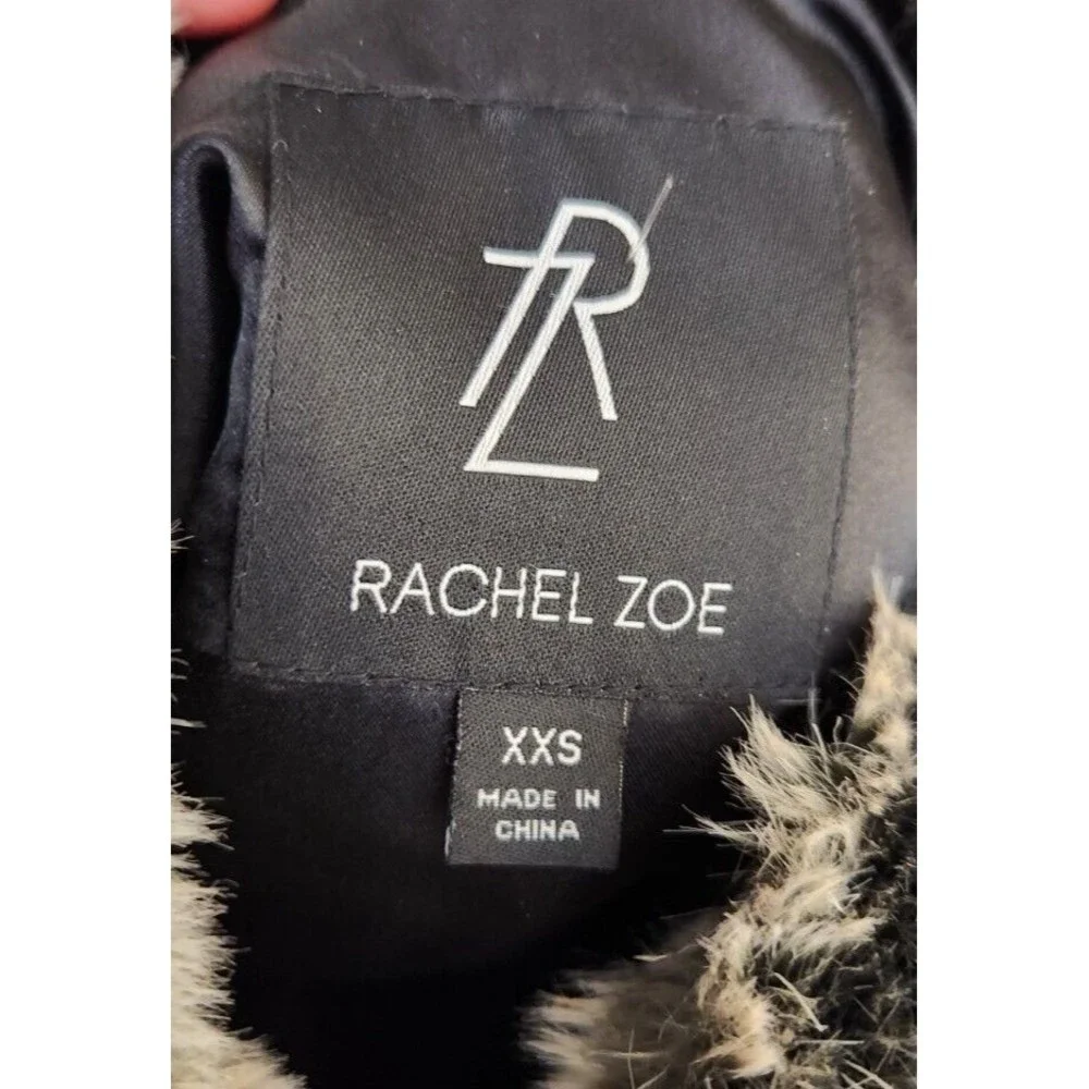Rachel Zoe Women’s XXS Black Cream Pockets Faux Fur Hook Close Sleeveless‎ Vest